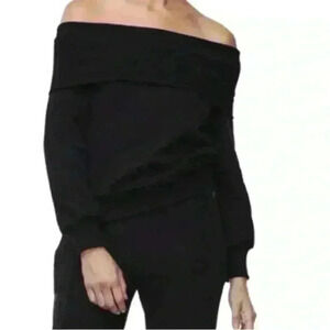 Good American Good Sweats The Cold Off Should Sweatshirt In Black Size 2/M